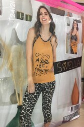 24101 3'lü Büstiyerli Takım, Üst Askılı Mini Büsiyer, Üst Tshirt, Alt Kapri Tayt 9435-9580. (Model Sınıfı: PA02-1-006) (1 Adet Ürün Fiyatıdır) - 1