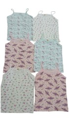 AGA01 Kız Çocuk Emprime İp Askılı Atlet (Karma Renk-Desen 6'lı P-70308) - (12 Ad.Ürün Fiyatıdır) - 2