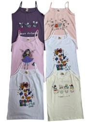 AGA01 Kız Çocuk Emprime İp Askılı Atlet (Karma Renk-Desen 6'lı P-70308) - (12 Ad.Ürün Fiyatıdır) - 5