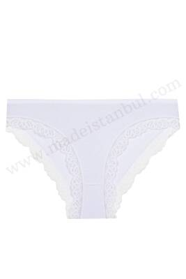 AKK17 Kadın Paçası Dantelli Bayan Bikini Külot Düz Renkler - (1 Ad.Ürün Fiyatıdır, ürünler 12 li pakettedir) - 5