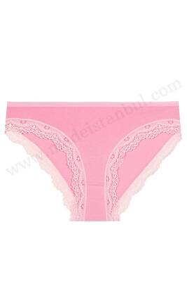 AKK17 Kadın Paçası Dantelli Bayan Bikini Külot Düz Renkler - (1 Ad.Ürün Fiyatıdır, ürünler 12 li pakettedir) - 1