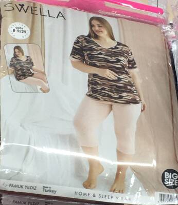 Büyük Beden Kapri Pijama Takımı - KARIŞIK RENK/DESEN - 1