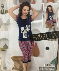 9262 Kapri Pijama Takımı, Üst Kısa Kol, Alt Kapri. (Model Sınıfı: PA02-1-029) (1 Adet Ürün Fiyatıdır) - 1