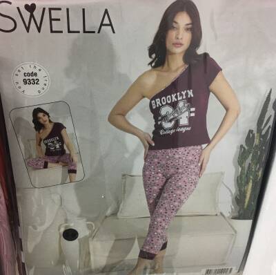 9332 Kapri Pijama Takımı, Üst Kısa Kol, Alt Kapri. (Model Sınıfı: PA02-1-029) (1 Adet Ürün Fiyatıdır) - 1