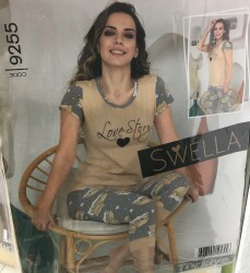 9255 Kapri Pijama Takımı, Üst Kısa Kol, Alt Kapri. (Model Sınıfı: PA02-1-029) (1 Adet Ürün Fiyatıdır) - 1