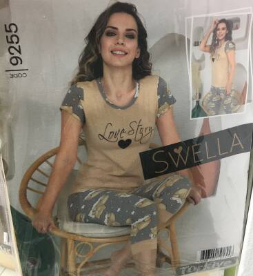 9255 Kapri Pijama Takımı, Üst Kısa Kol, Alt Kapri. (Model Sınıfı: PA02-1-029) (1 Adet Ürün Fiyatıdır) - 1